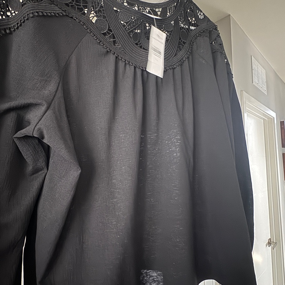 Ann Taylor Black Lace Detail Blouse
